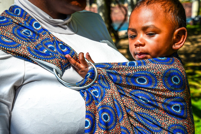 Blue & Yellow Ring Sling Baby Carrier – Soft Adjustable Infant Wrap