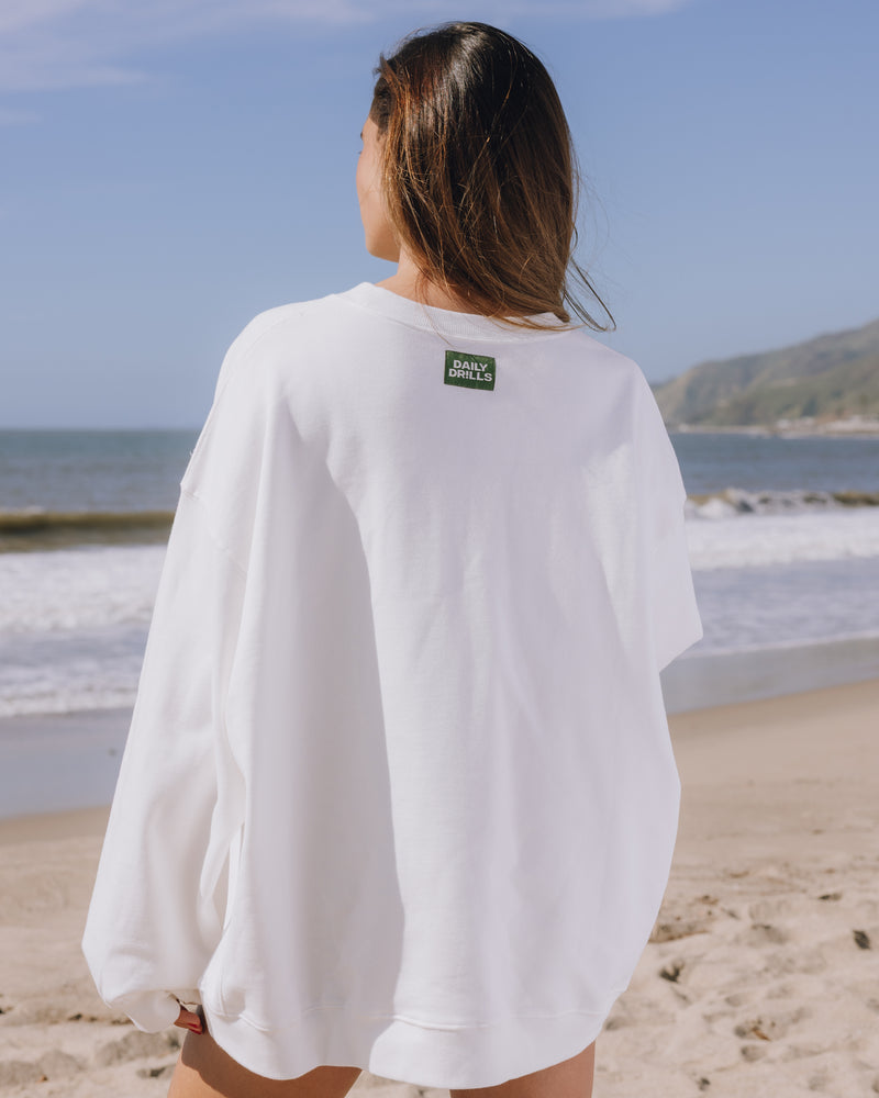 Oversized Sport Crew Raw White DD Green Relaxed Fit Sweatshirt
