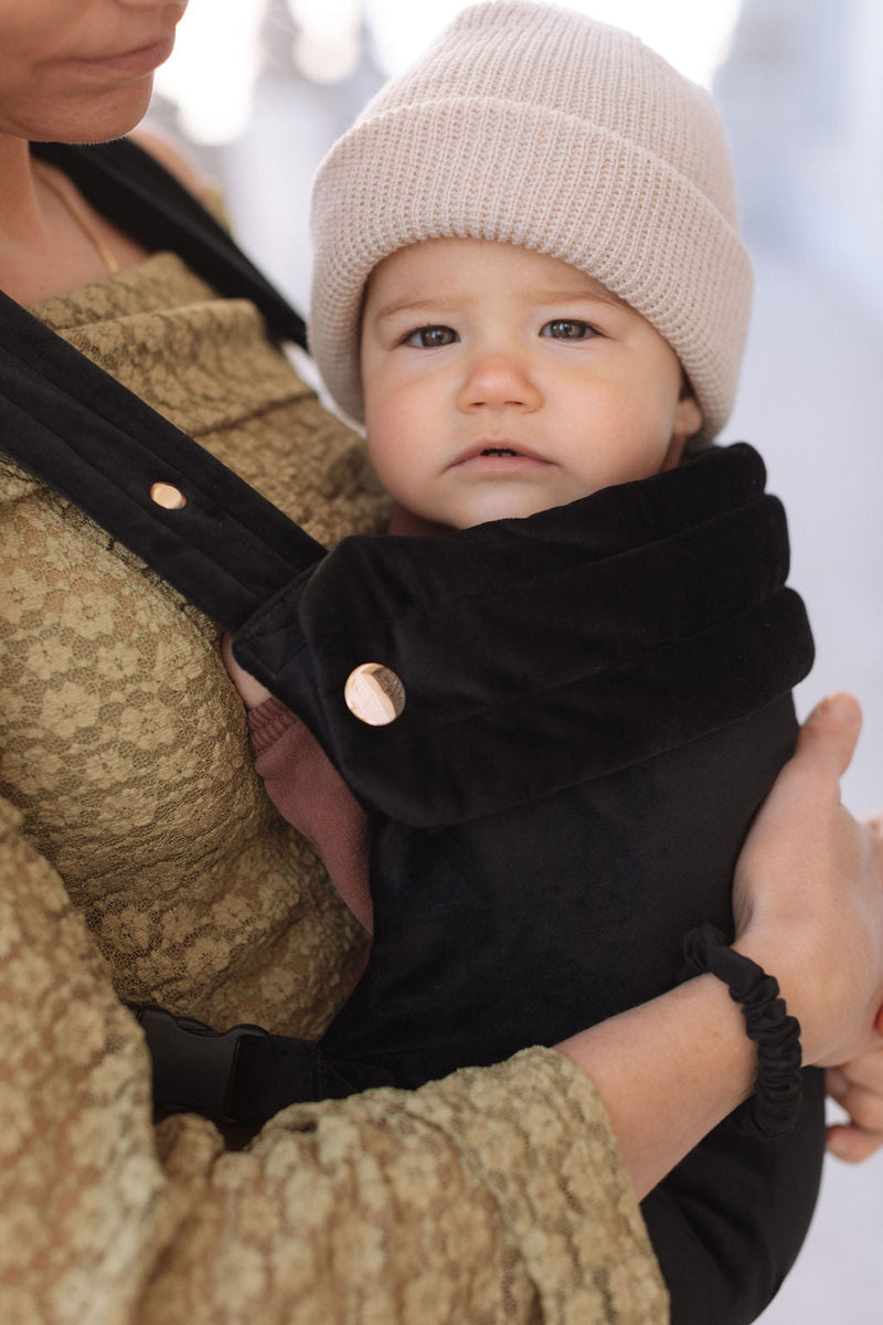 Black Velvet Baby Carrier – Soft Ergonomic Infant Sling Wrap