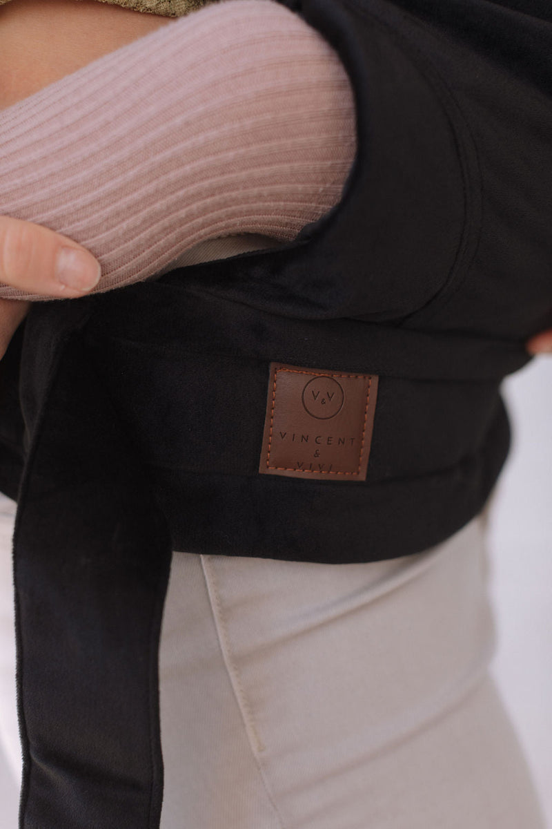 Black Velvet Baby Carrier – Soft Ergonomic Infant Sling Wrap